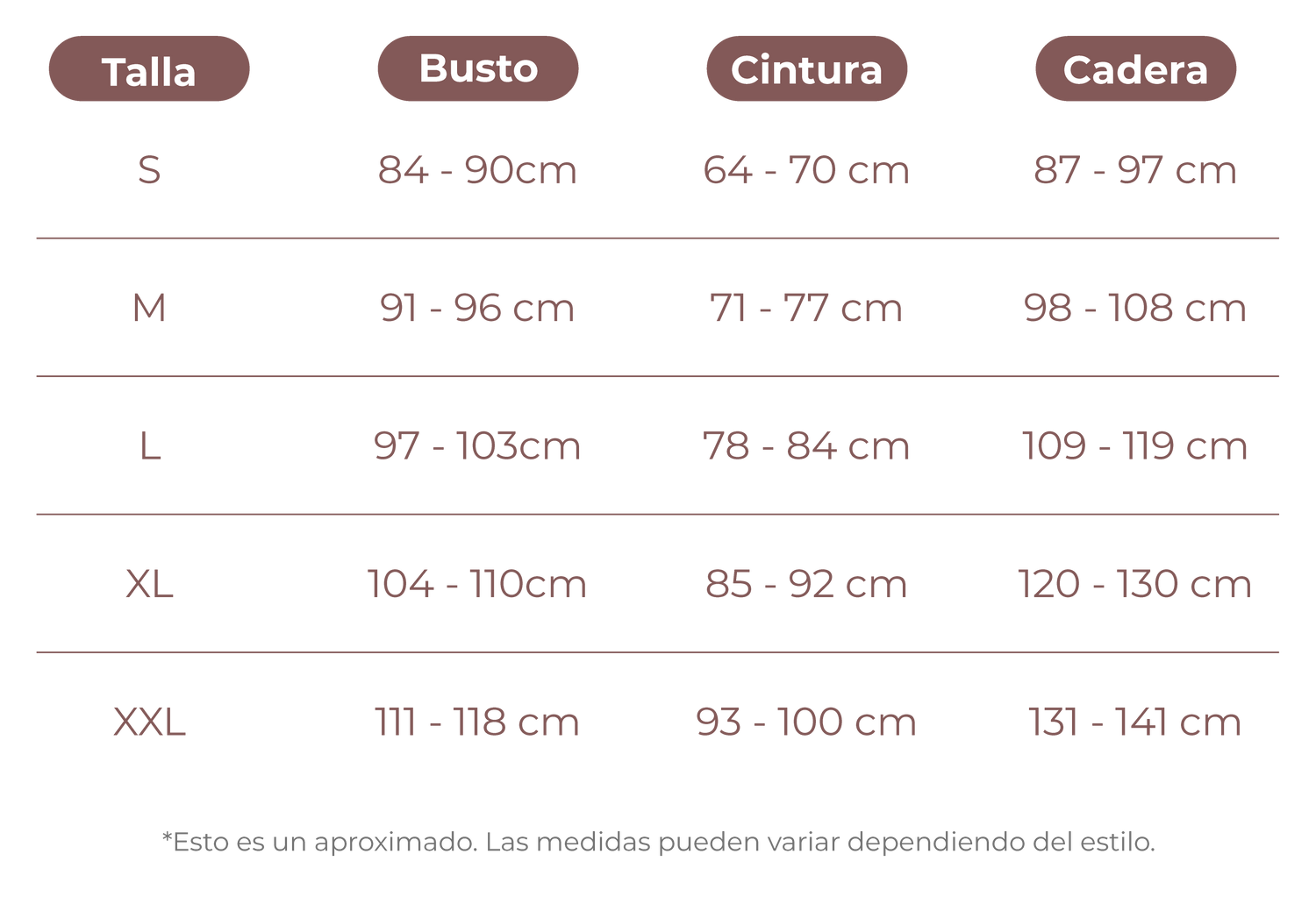 Size chart