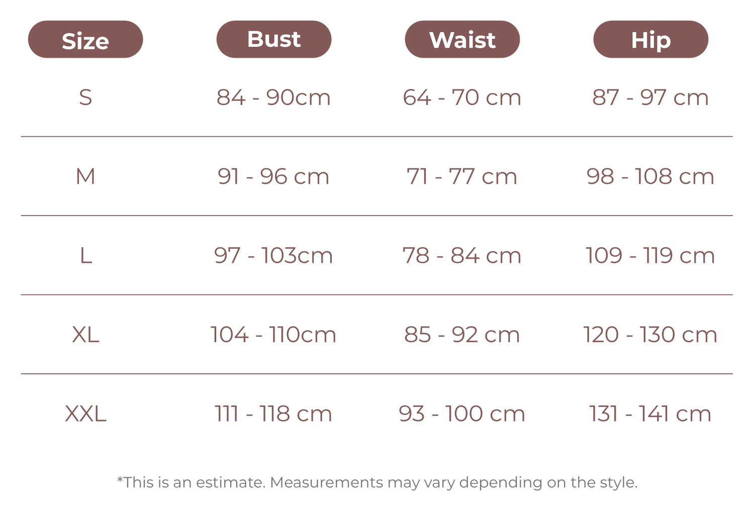 Size chart